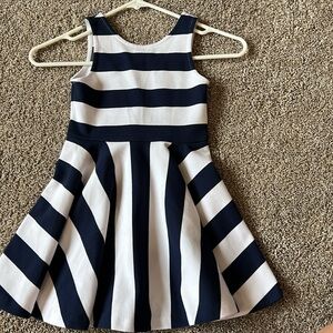 POLO by RALPH LAUREN Girl's White and Navy Blue Striped Dress - Size 5